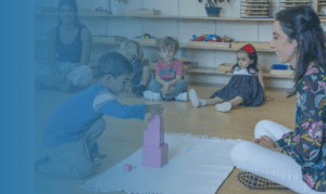 students working together to solve problems during Montessori peace education lessons